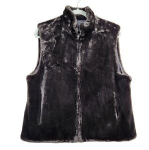 Vintage Blassport Brown Reversible Faux Fur Vest Women's Size Large